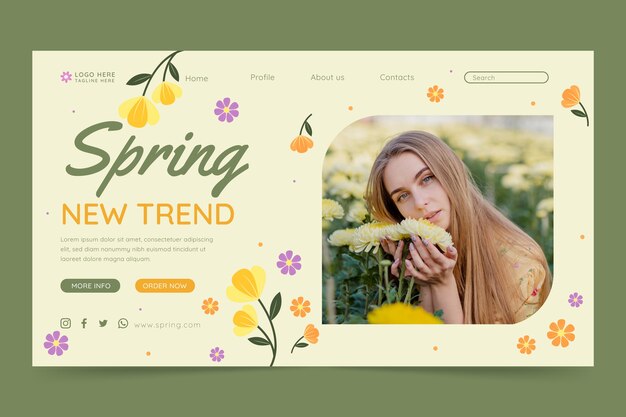 Modelo de página de aterrissagem floral de celebração da primavera