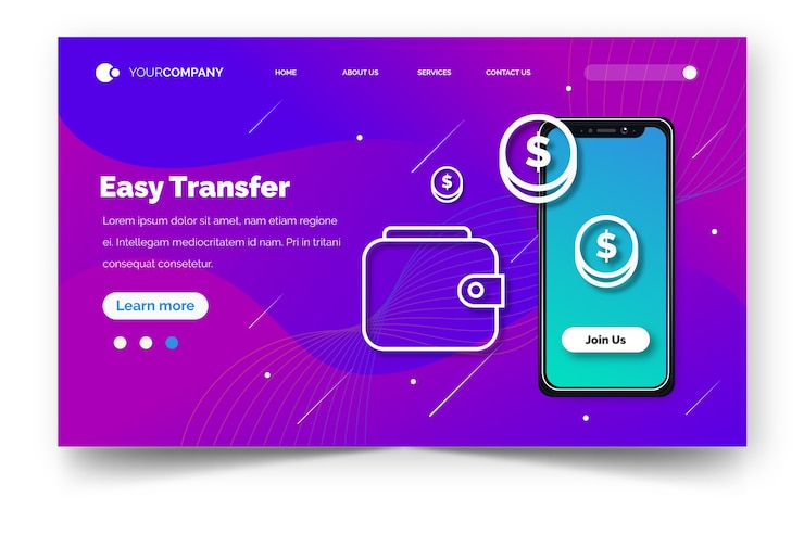 Vetor grátis modelo de página de destino com smartphone