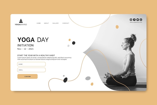Modelo de página de destino da web de ioga