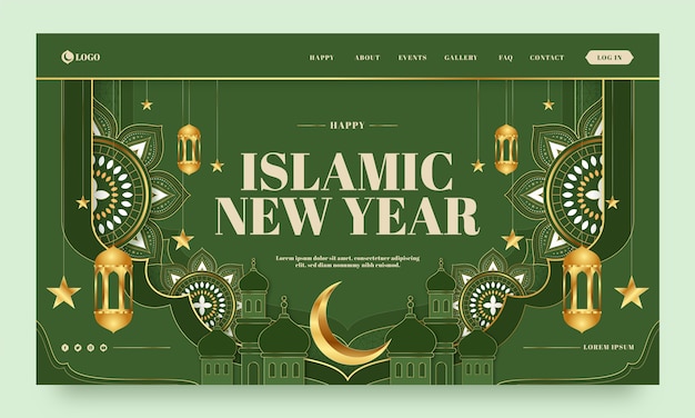 Vetor grátis modelo de página de destino de ano novo islâmico gradiente