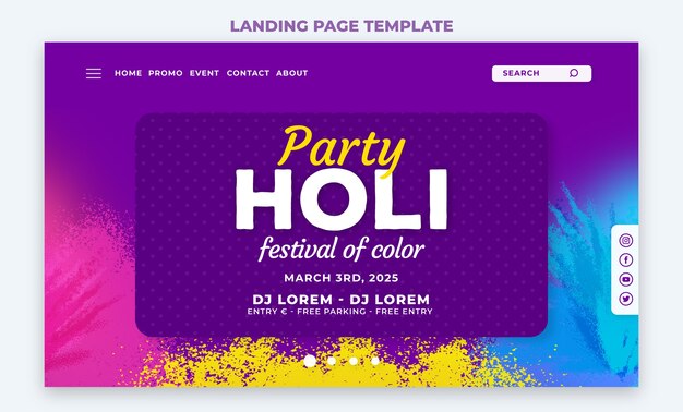 Modelo de página de destino de aquarela holi