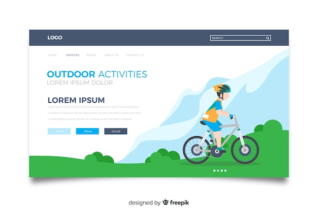 Modelo de página de destino de atividades ao ar livre