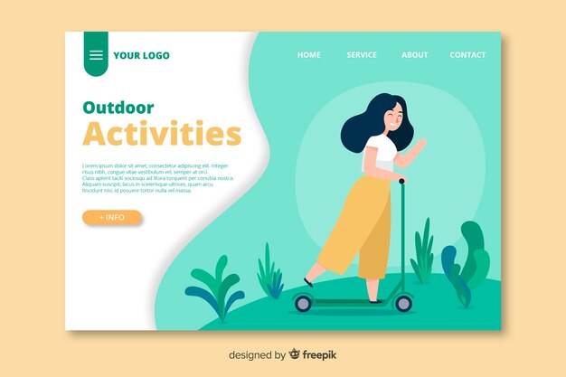 Modelo de página de destino de atividades ao ar livre
