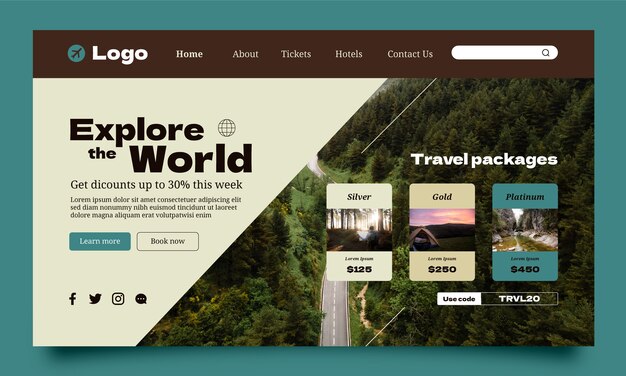 Modelo de página de destino de aventura em viagem