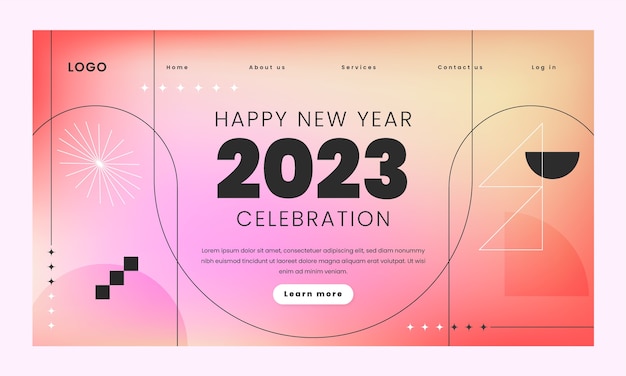 Vetor grátis modelo de página de destino de celebração de ano novo de 2023