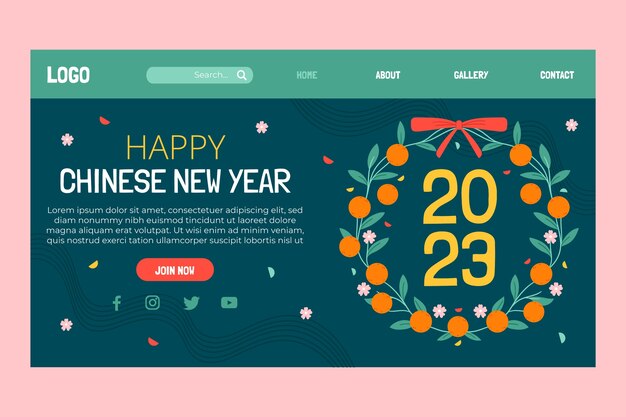 Modelo de página de destino de celebração do ano novo chinês
