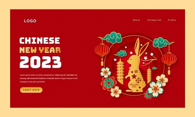 Modelo de página de destino de celebração do ano novo chinês
