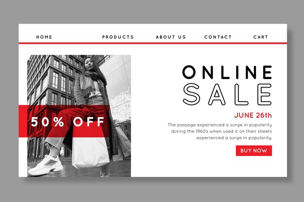 Modelo de página de destino de compras online
