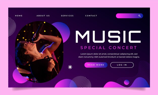 Modelo de página de destino de concerto musical