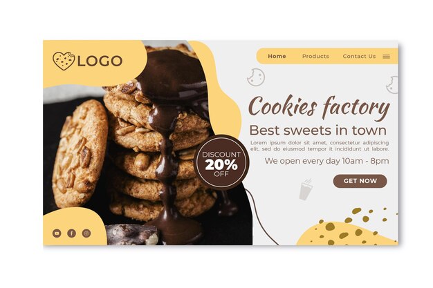 Modelo de página de destino de cookies