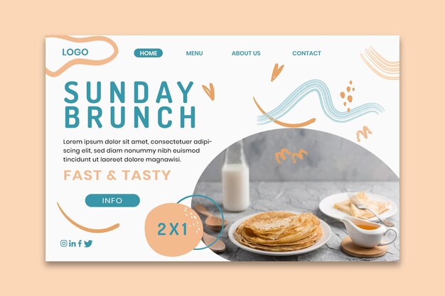 Modelo de página de destino de delicioso brunch