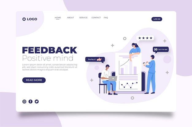 Vetor grátis modelo de página de destino de feedback simples