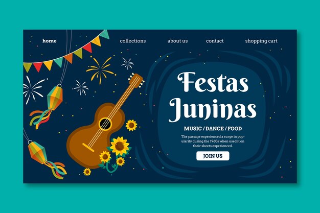 Vetor grátis modelo de página de destino de festas juninas planas