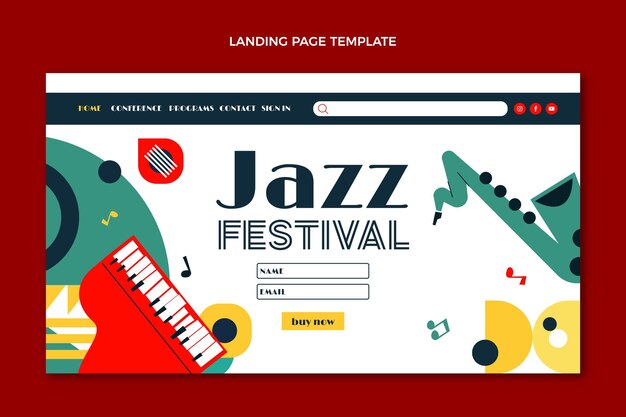 Modelo de página de destino de festival de música mínima em estilo simples