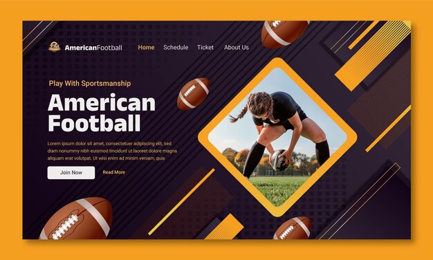 Modelo de página de destino de futebol americano realista