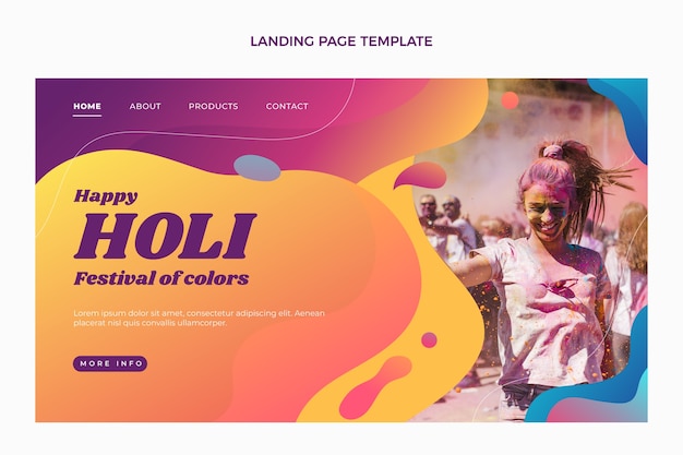 Modelo de página de destino de gradiente holi