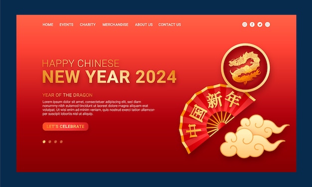 Vetor grátis modelo de página de destino de gradiente para o festival do ano novo chinês