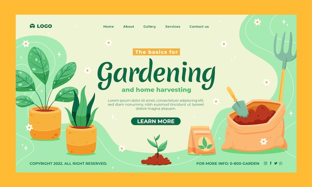 Modelo de página de destino de jardinagem e cultivo