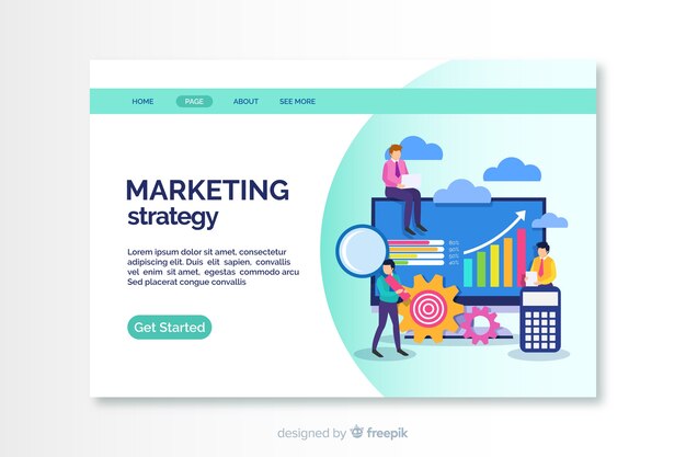 Modelo de página de destino de marketing plano