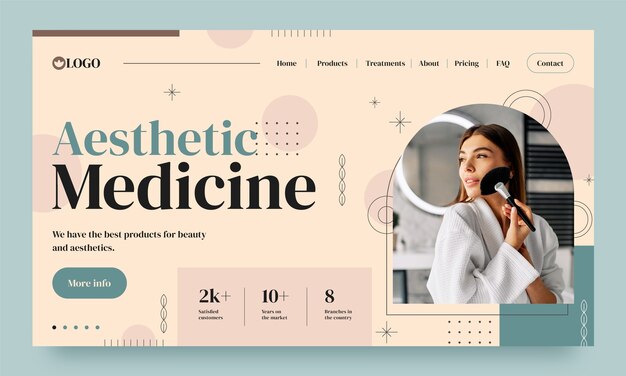 Modelo de página de destino de medicina e tratamento estético