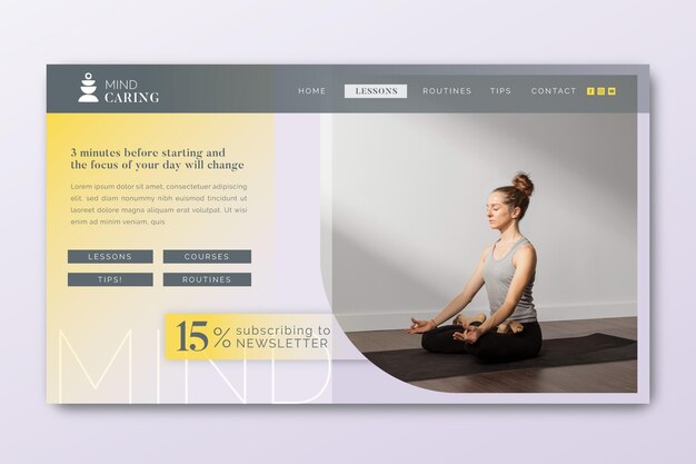 Modelo de página de destino de meditação e atenção plena