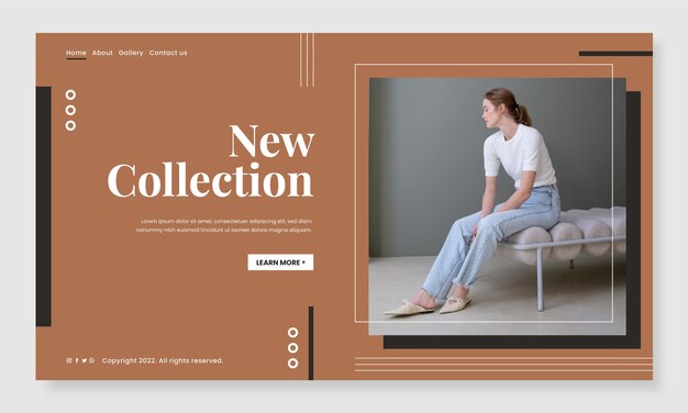 Modelo de página de destino de moda e estilo simples