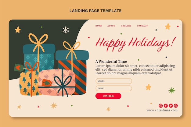 Vetor grátis modelo de página de destino de natal desenhado à mão