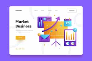 Vetor grátis modelo de página de destino de negócios do mercado