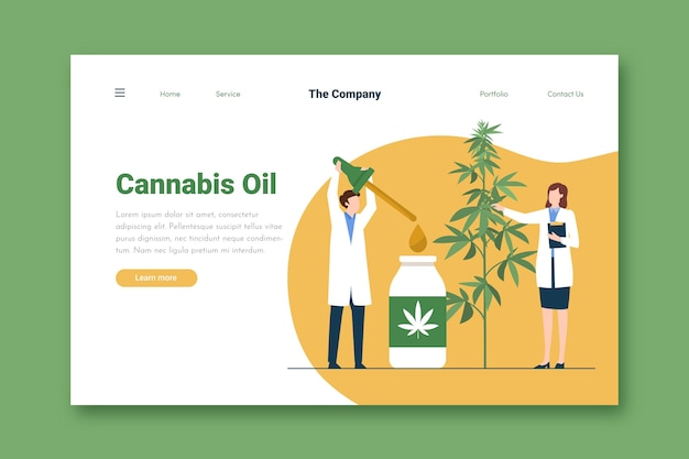 Vetor grátis modelo de página de destino de óleo de cannabis