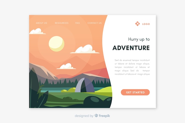 Vetor grátis modelo de página de destino de paisagem de viagem