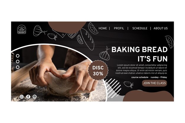 Modelo de página de destino de pão delicioso