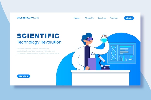 Vetor grátis modelo de página de destino de pesquisa científica