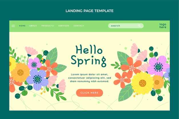 Vetor grátis modelo de página de destino de primavera plana