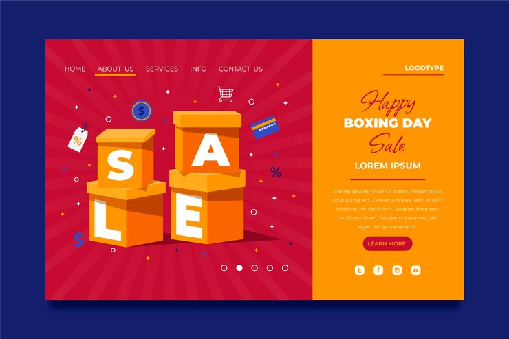 Vetor grátis modelo de página de destino de venda de dia de boxe desenhado à mão