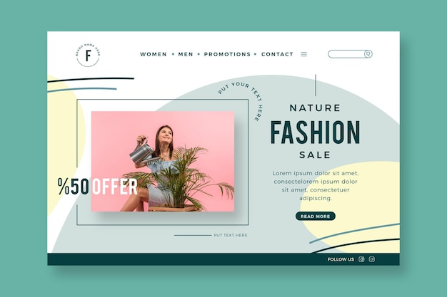 Vetor grátis modelo de página de destino de venda de moda