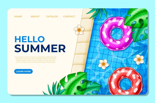 Modelo de página de destino de verão desenhado à mão