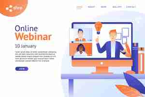 Vetor grátis modelo de página de destino de webinar