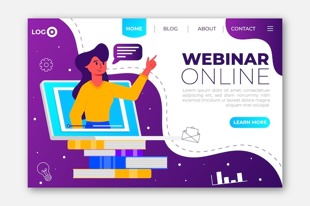 Vetor grátis modelo de página de destino de webinar