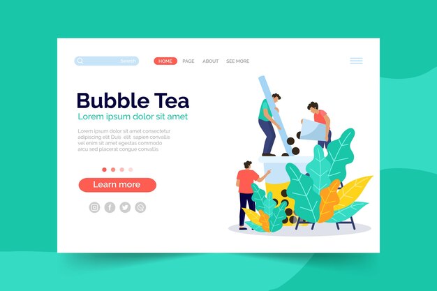 Modelo de página de destino do Bubble Tea