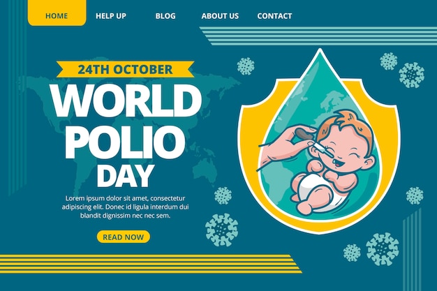 Vetor grátis modelo de página de destino do dia mundial da pólio desenhado à mão
