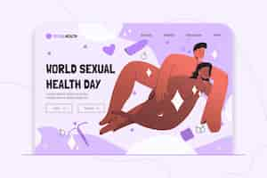 Vetor grátis modelo de página de destino do dia mundial da saúde sexual desenhado à mão