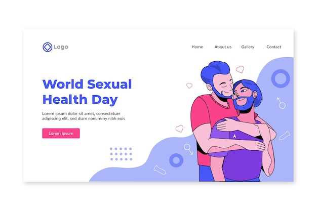 Vetor grátis modelo de página de destino do dia mundial da saúde sexual desenhado à mão
