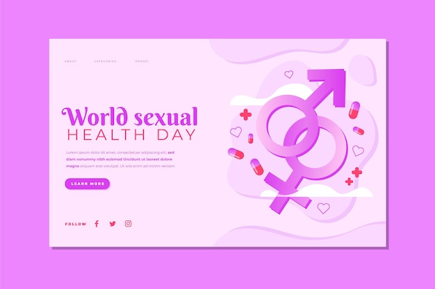 Modelo de página de destino do dia mundial da saúde sexual gradiente