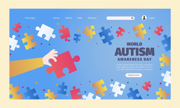 Vetor grátis modelo de página de destino do dia mundial de conscientização sobre o autismo