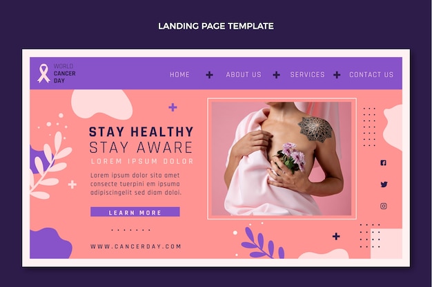 Vetor grátis modelo de página de destino do dia mundial do câncer plano