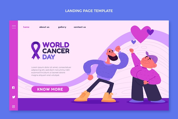 Vetor grátis modelo de página de destino do dia mundial do câncer plano