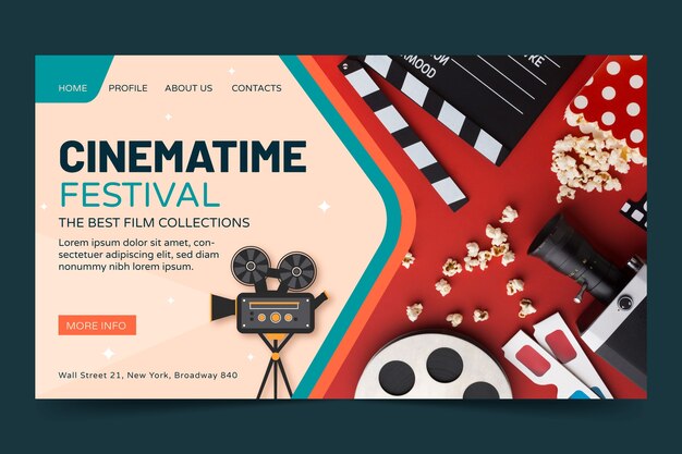 Modelo de página de destino do festival de cinema