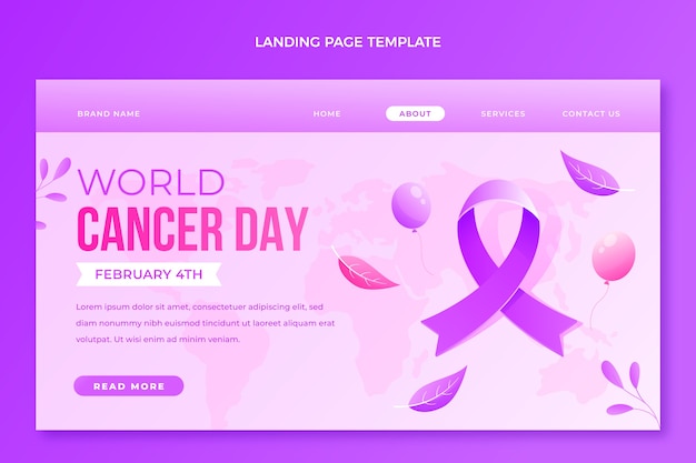 Modelo de página de destino do gradient world cancer day