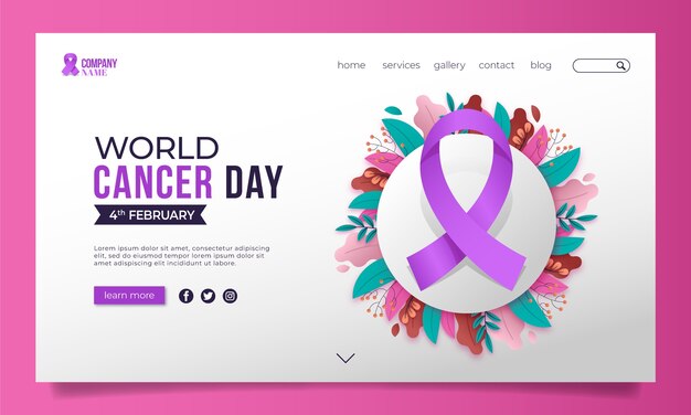 Modelo de página de destino do Gradient World Cancer Day