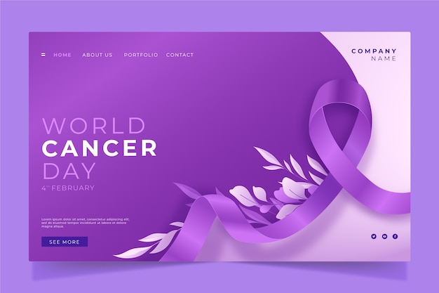 Modelo de página de destino do gradient world cancer day